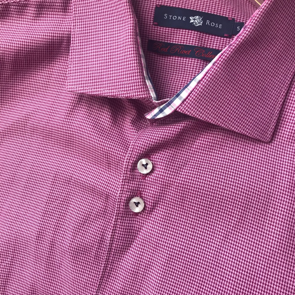 Stone Rose button up Designer houndstooth Dress Shirt size 5 XL